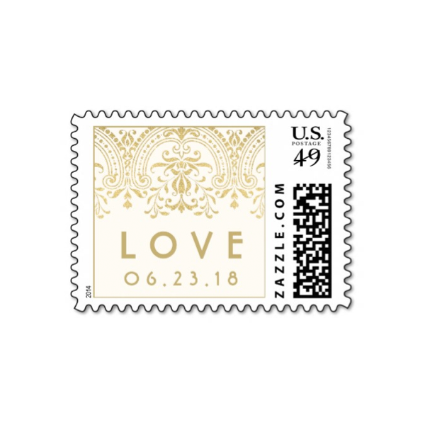 Gold Vintage Glamor Love Wedding Stamp - Luxury Wedding Invites